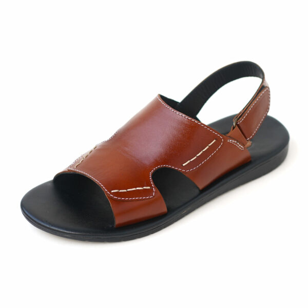 Festive Trend Anti-slip Leather Belt Sandal - Brown