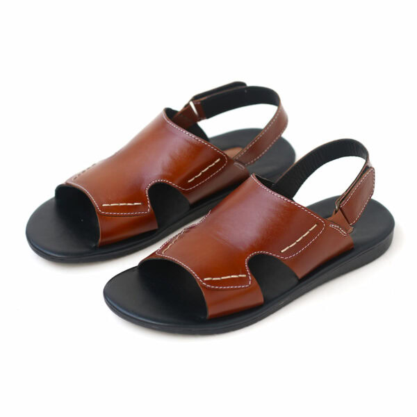 Festive Trend Anti-slip Leather Belt Sandal - Brown