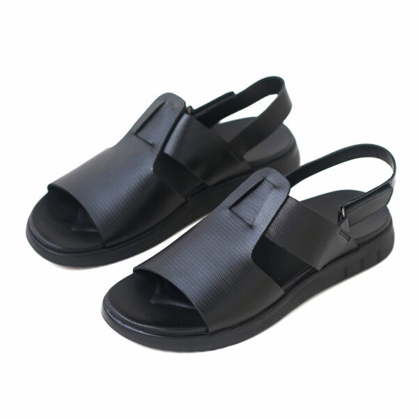 Open Toe Belt Versatile Leather Sandal - Black