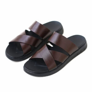 Soft Sole Cross Strap Leather Sandal – Chocolate