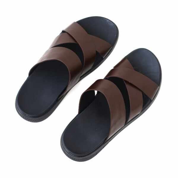 Soft Sole Cross Strap Leather Sandal - Chocolate