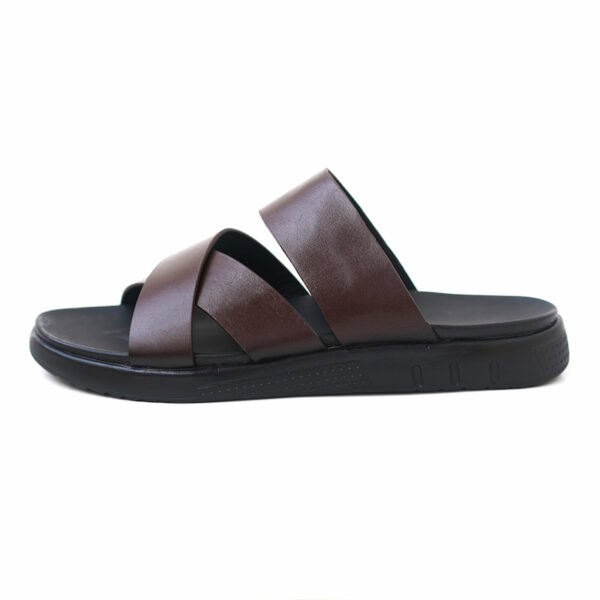 Soft Sole Cross Strap Leather Sandal - Chocolate