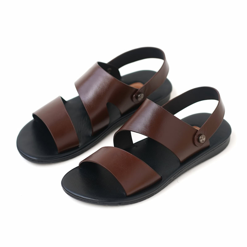 Thick Sole Dual Purpose Leather Belt Sandal - Chocolate