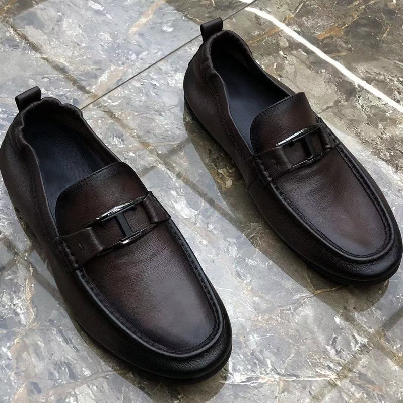 Korean Style Stitched Soft Leather Loafer - Dark Coffee