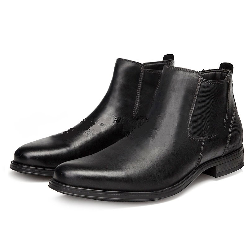 British High-end Zipper Leather Chelsea Boot - Black