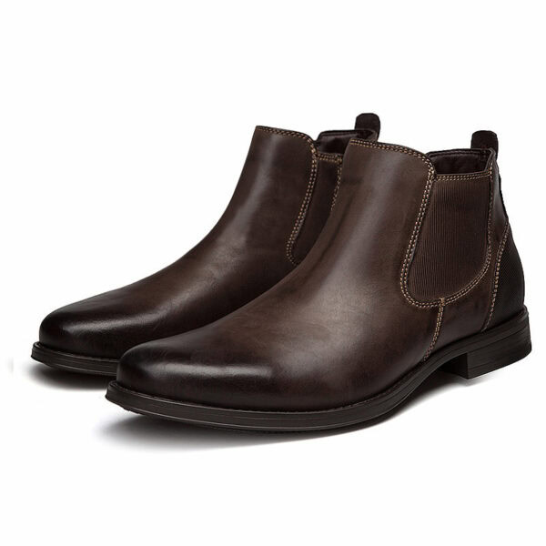 British High-end Zipper Leather Chelsea Boot - Brown