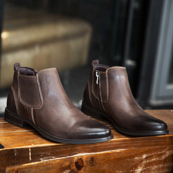 British High-end Zipper Leather Chelsea Boot - Brown