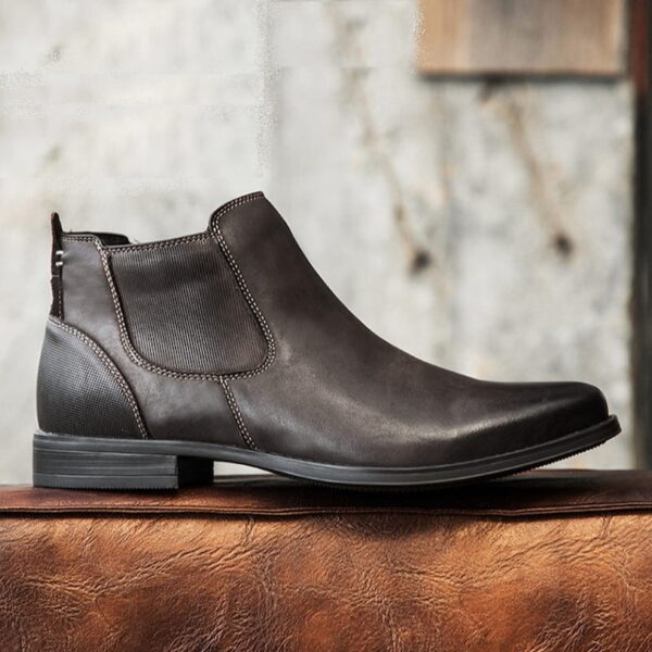 British High-end Zipper Leather Chelsea Boot - Brown