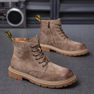 British High-top Soft Leather Martin Boot – Khaki