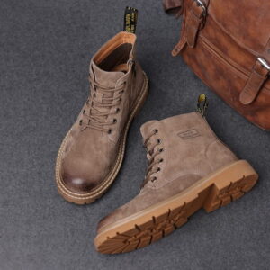 British High-top Soft Leather Martin Boot – Khaki