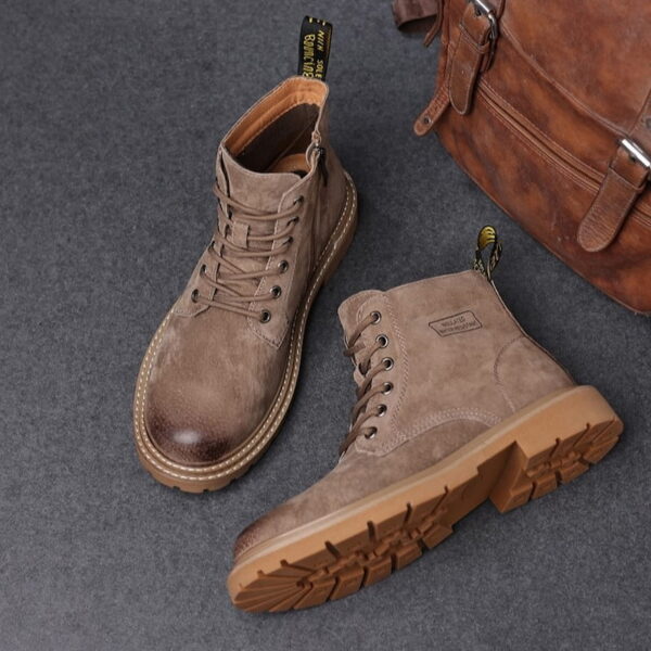 British High-top Soft Leather Martin Boot - Khaki