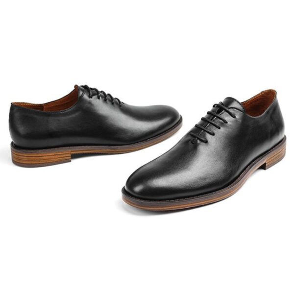 British Retro Leather Derby Formal Shoe - Black