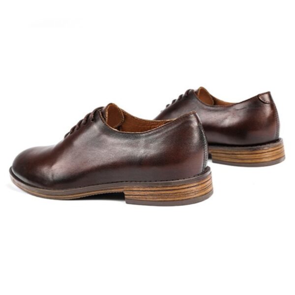 British Retro Leather Derby Formal Shoe - Brown