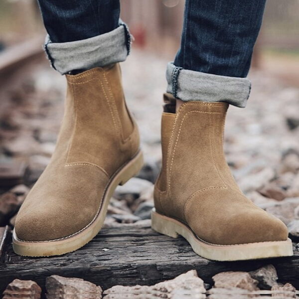 British Retro Slip-on Leather Chelsea Boot - Apricot