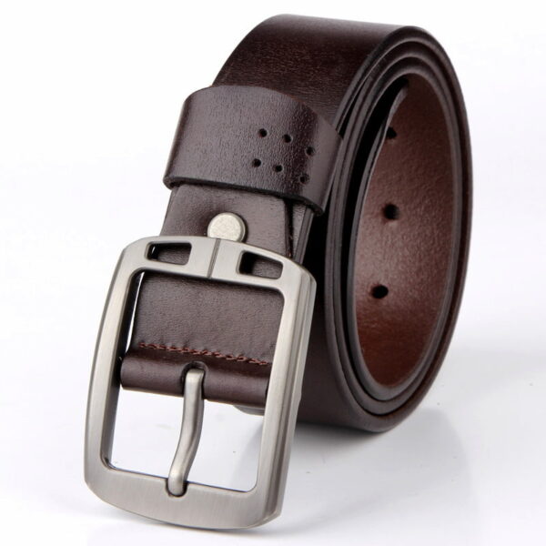 British Style Dual Side Buckle Leather Belt - Brown