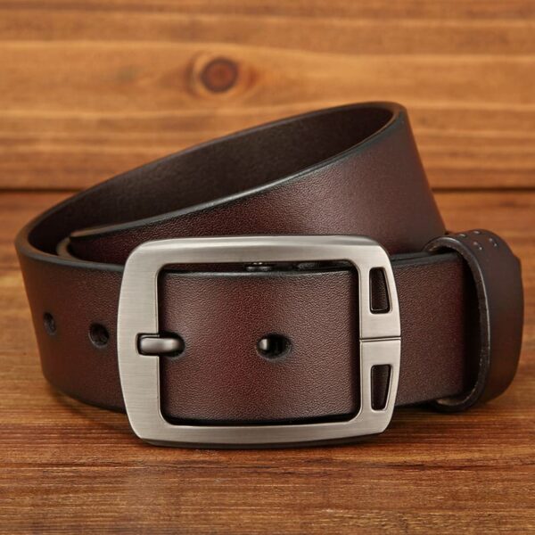 British Style Dual Side Buckle Leather Belt - Brown