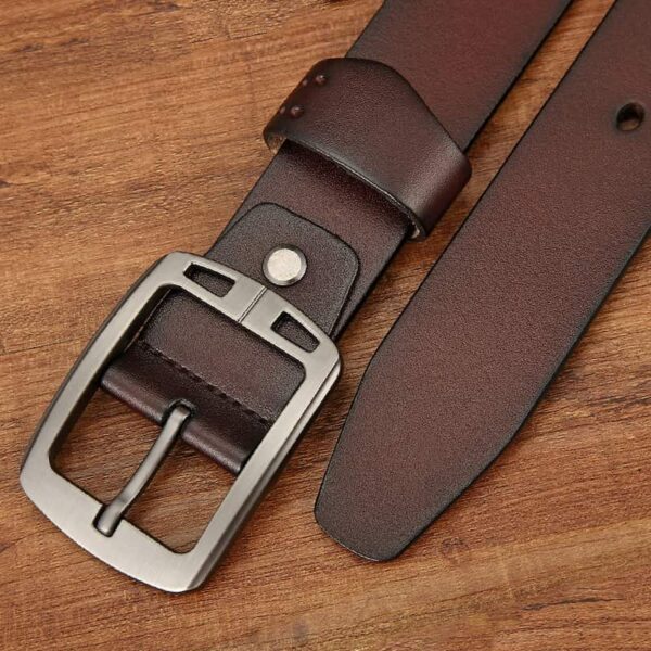 British Style Dual Side Buckle Leather Belt - Brown