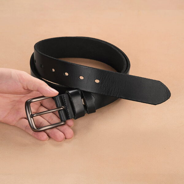 Casual Pin Buckle Genuine Leather Belt - Black