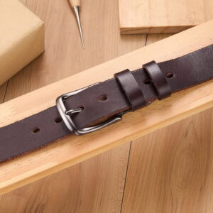 Casual Pin Buckle Genuine Leather Belt – Coffee