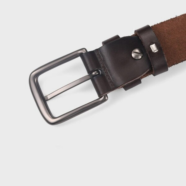 Casual Pin Buckle Genuine Leather Belt - Coffee