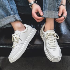 Classic Retro Style Leather Casual Shoe – White