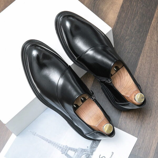 Cross Border Side Zipper Formal Shoe - Black