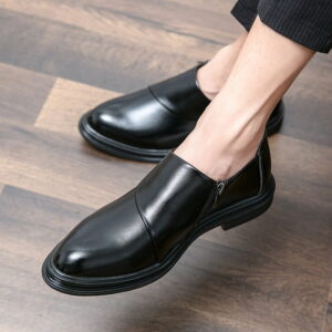 Cross Border Side Zipper Formal Shoe – Black
