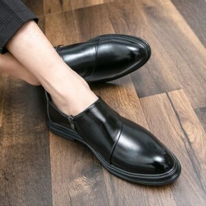 Cross Border Side Zipper Formal Shoe – Black