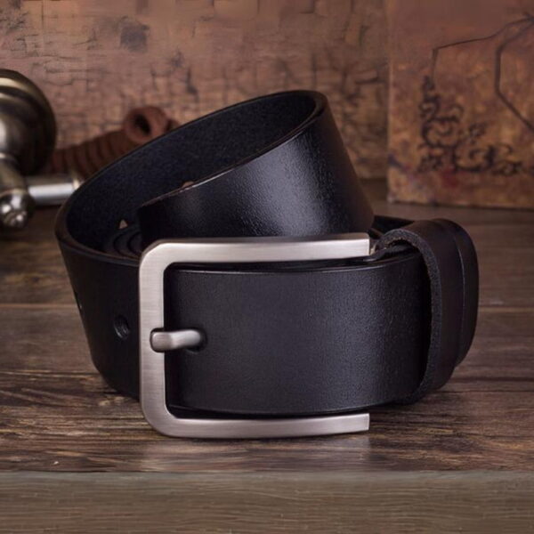 Cross Border Zinc Alloy Buckle Leather Belt - Black