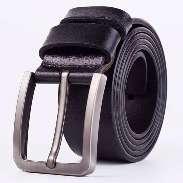 Cross Border Zinc Alloy Buckle Leather Belt - Black