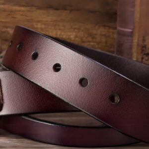 Cross Border Zinc Alloy Buckle Leather Belt – Red Wine