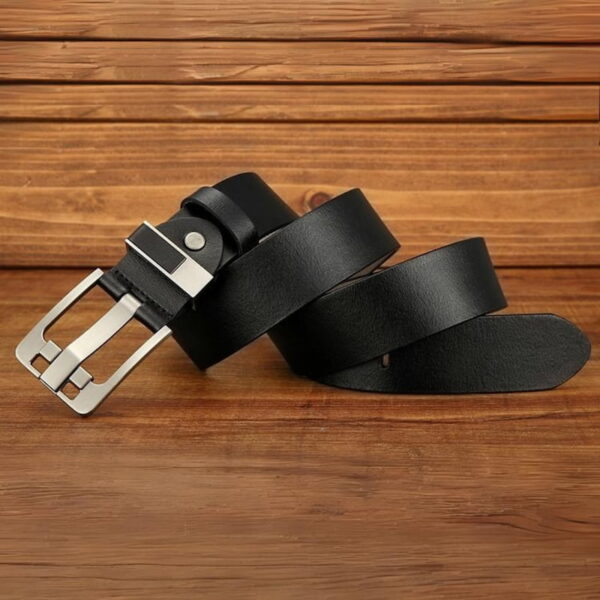 Foreign Retro Style Genuine Leather Belt - Black