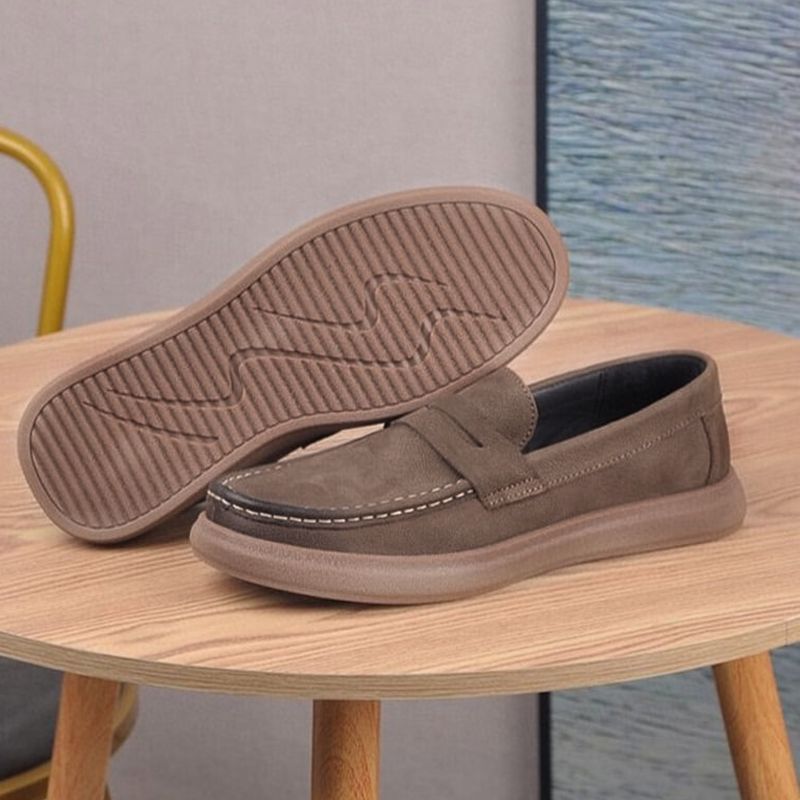 Foreign Trade Leather Versatile Loafer - Khaki