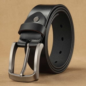 Foreign Trade Retro Buckle Leather Belt – Black