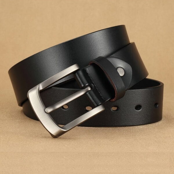 Foreign Trade Retro Buckle Leather Belt - Black