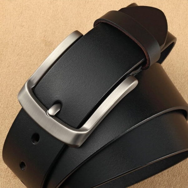 Foreign Trade Retro Buckle Leather Belt - Black