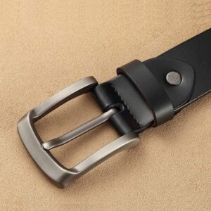 Foreign Trade Retro Buckle Leather Belt – Black