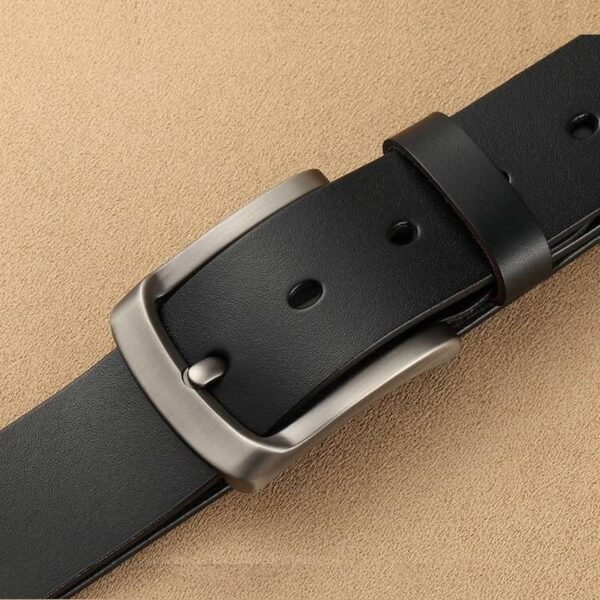 Foreign Trade Retro Buckle Leather Belt - Black