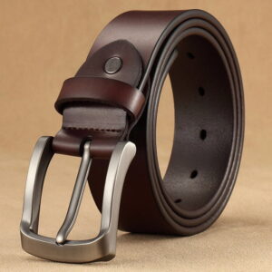 Foreign Trade Retro Buckle Leather Belt – Brown