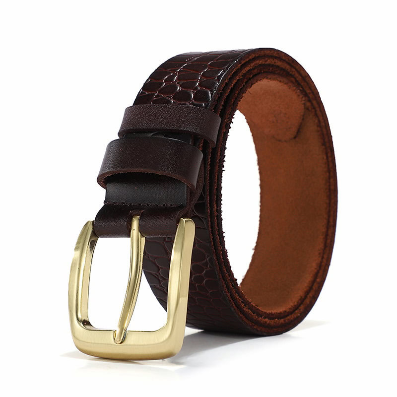 Genuine Leather Business Class Belt - Brown