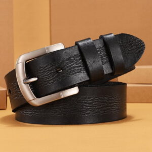Genuine Leather Business Class Retro Belt – Black