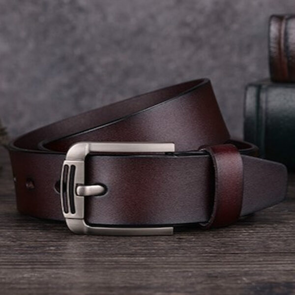 Genuine Leather Classic Buckle Casual Belt - Brown