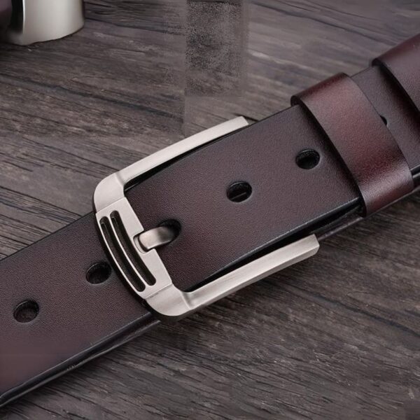 Genuine Leather Classic Buckle Casual Belt - Brown