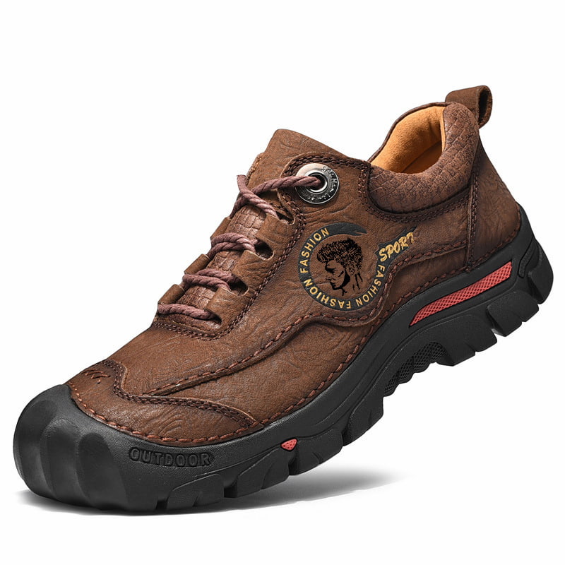 Genuine Leather Hiking Casual Shoe - Brown