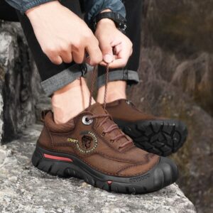 Genuine Leather Hiking Casual Shoe – Brown