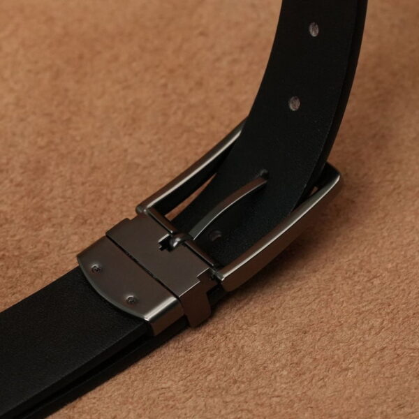 Genuine Leather Tail Clip Reversible Belt - Black