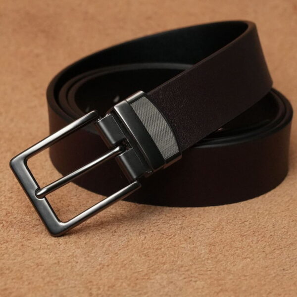 Genuine Leather Tail Clip Reversible Belt - Chocolate