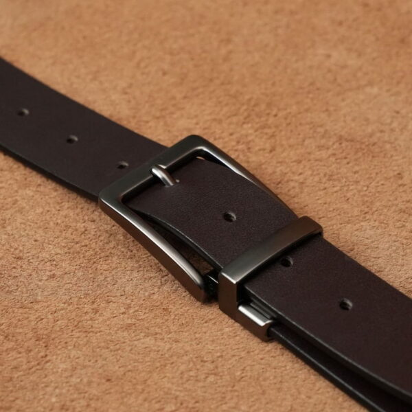 Genuine Leather Tail Clip Reversible Belt - Chocolate