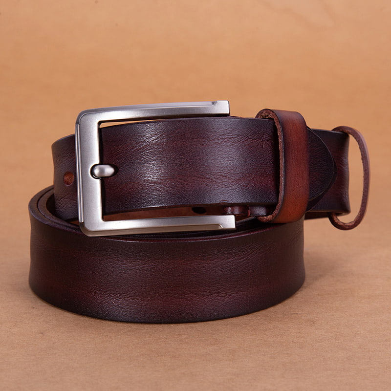 High-end Retro Casual Genuine Leather Belt - Red Wine
