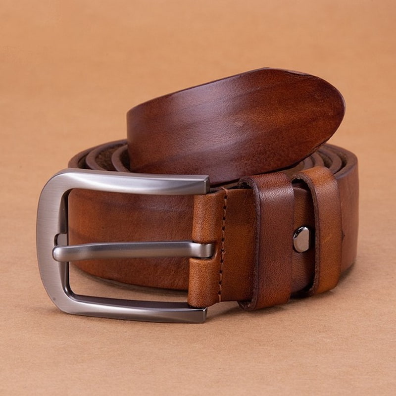 Italian Style High-end Authentic Cowhide Belt - Brown